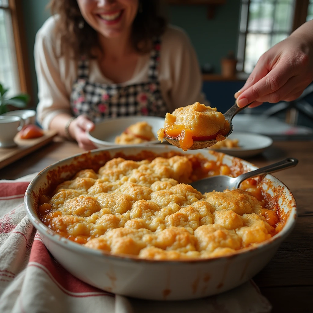 peach cobbler made with cake mix