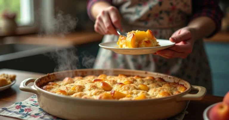 peach cobbler made with cake mix