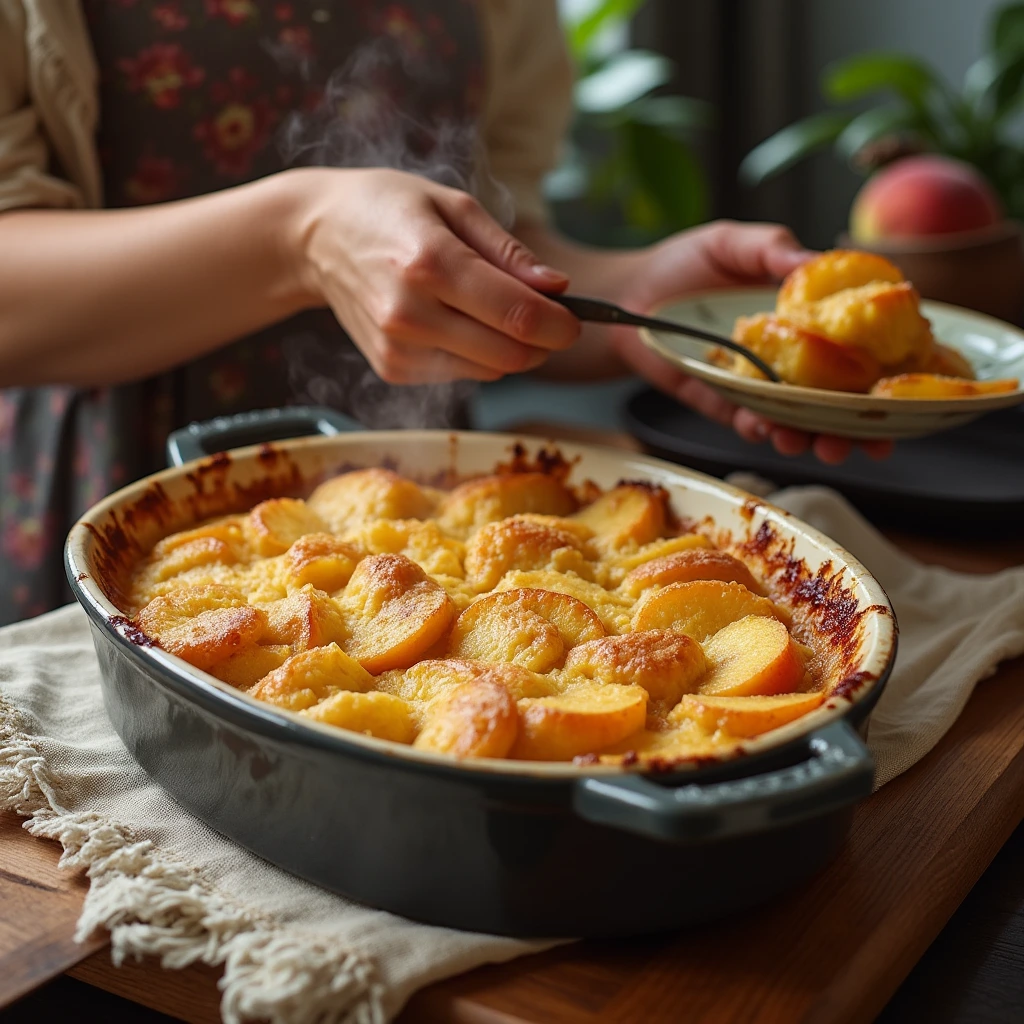 peach cobbler made with cake mix